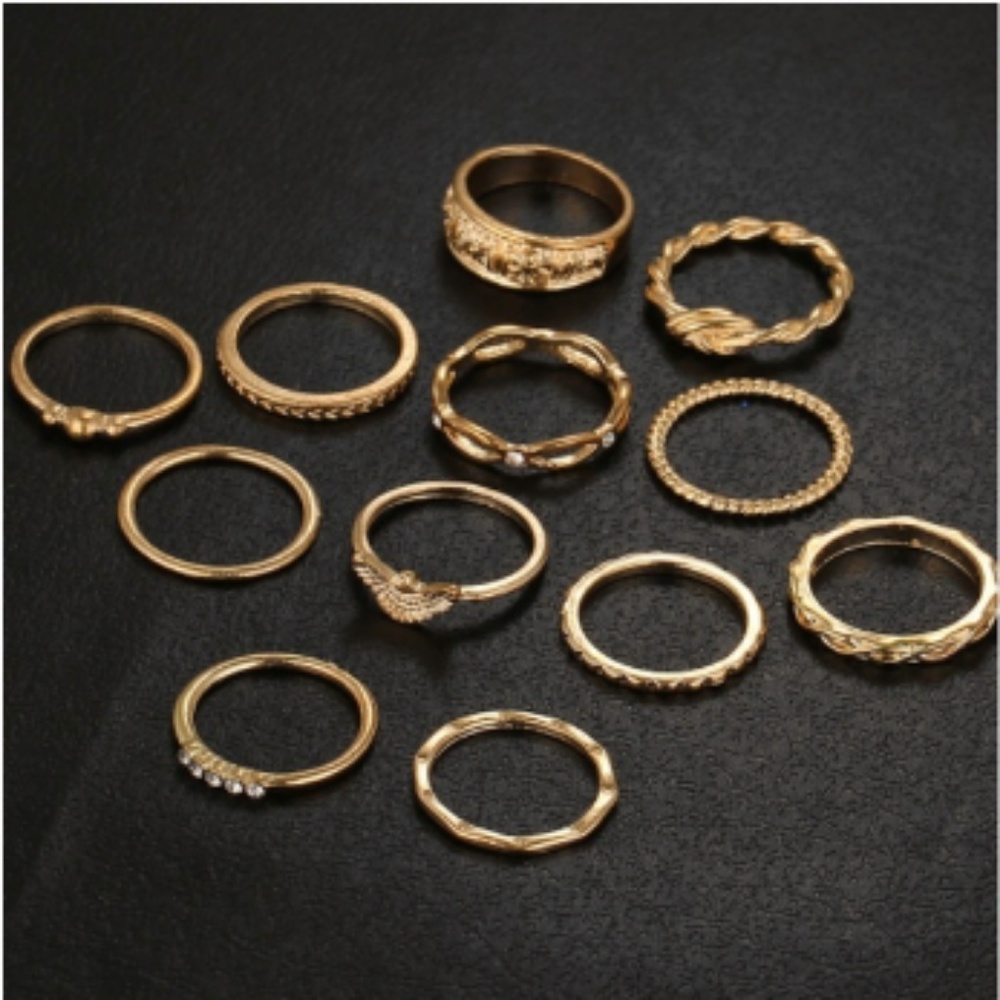Bohemian Gold Stackable 12 Ring Set - Picture 8 of 8